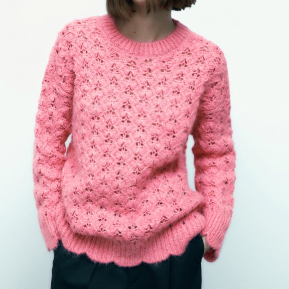 Zara 🎀 Women’s Wool blend oversized sweater pink XS-S NWT - Picture 1 of 3